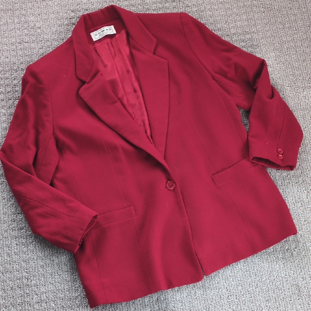 GORGEOUS 100% Pure Wool Vintage Red Dumas Blazer, Size XL
